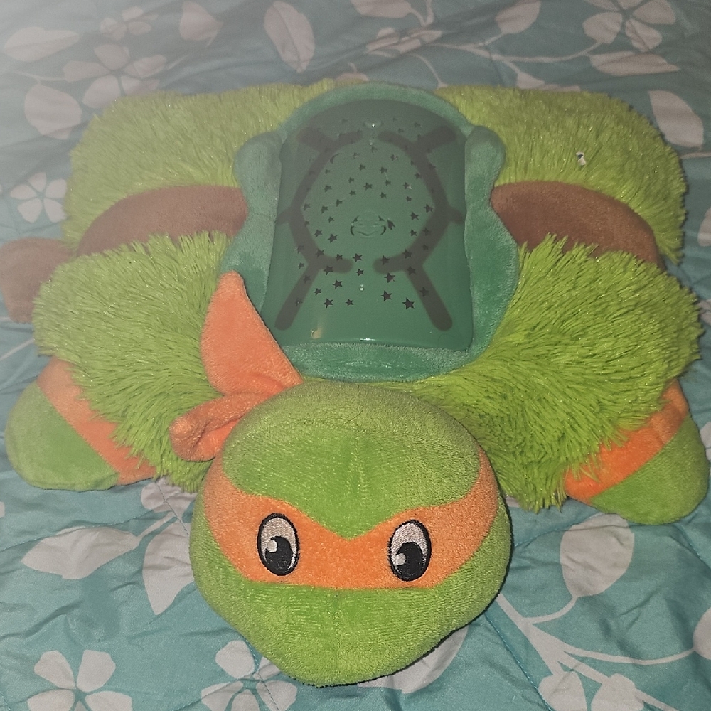 Green and Orange Stuffed Turtle Night Light